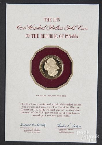 Franklin Mint 1975 one hundred Balboa gold coin