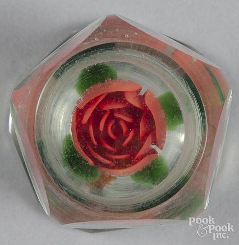Millville, New Jersey red crimp rose paperweight