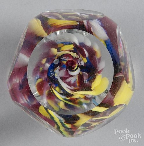 Faceted devil's fire paperweight