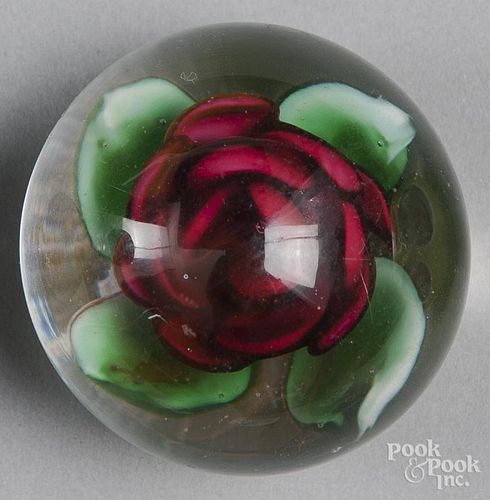 Red crimp rose miniature paperweight