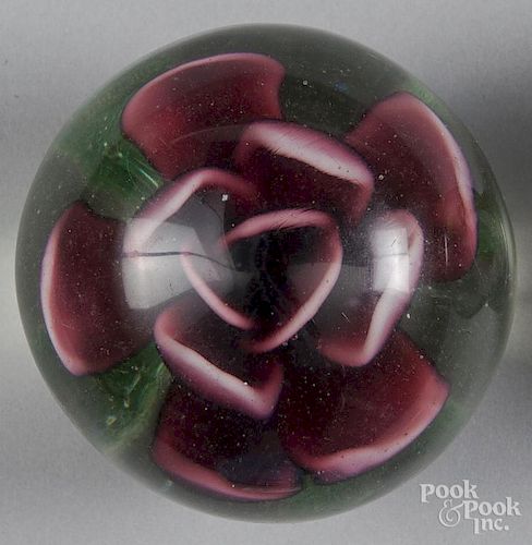 Chinese Millville style footed paperweight