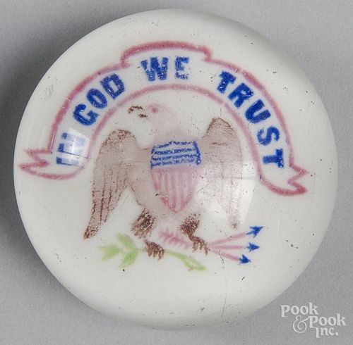 Colored frit American Eagle paperweight