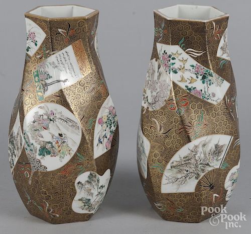 Pair of Japanese porcelain vases, 12 1/4'' h.