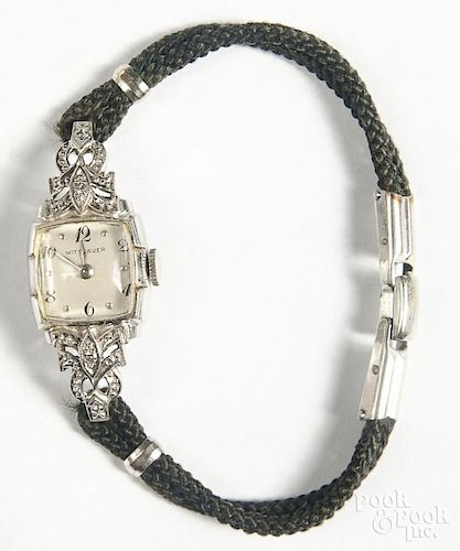 Ladies Wittnauer 14K white gold and diamond watch