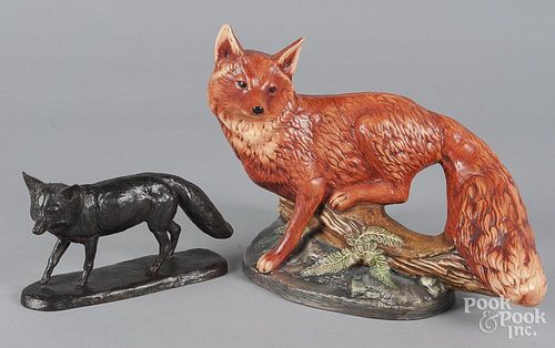 Patinated bronze fox by Adele Sullivan, 5 3/4'' h.