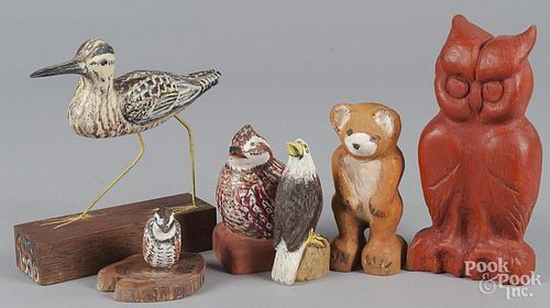 Guy Glatfelter, six carved and painted animals