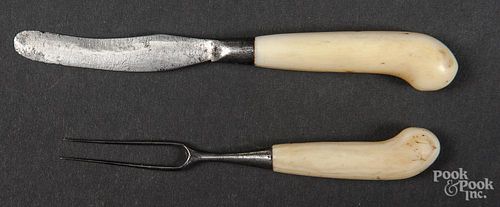 English childs fork and knife set, 18th c.