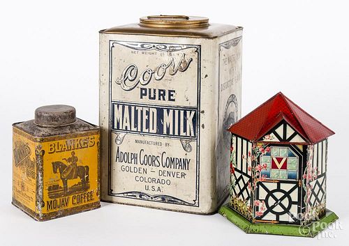 Three country store advertising tins