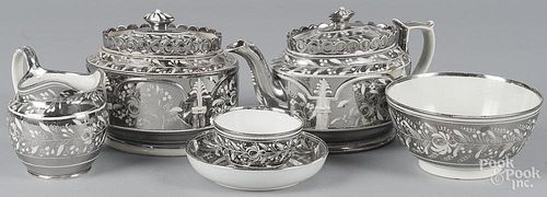 Silver resist lustre tea service.
