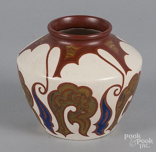 Gouda pottery vase, 5'' h.