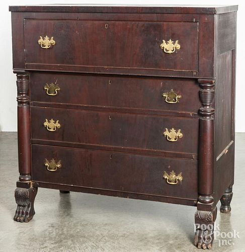 Empire mahogany chest of drawers, ca. 1835,