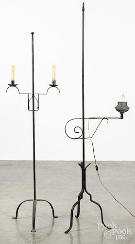Two iron candlestands, 20th c.