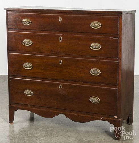 Federal walnut and softwood chest of drawers