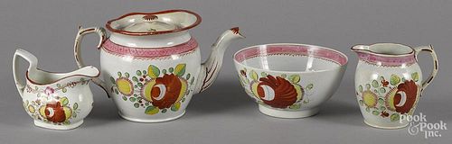 Queen's Rose pearlware teapot, 19th c.