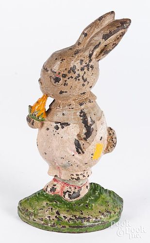 Hubley cast iron rabbit with carrot doorstop