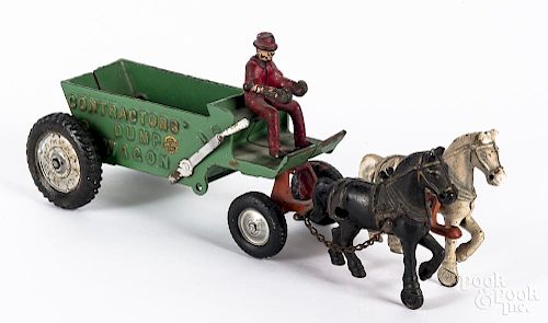 Arcade cast iron horse drawn wagon