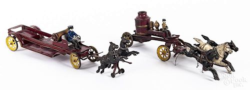 Two Kingsbury cast and pressed steel fire wagon
