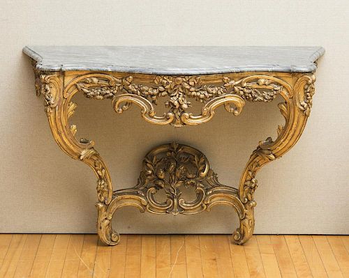Louis XV Style Giltwood Console with Marble Top