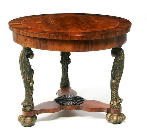AN EARLY 19TH CENTURY EMPIRE INFLUENCE CENTER TABLE