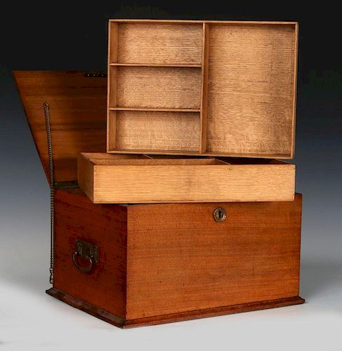 A 19TH CENTURY MAHOGANY SEWING BOX
