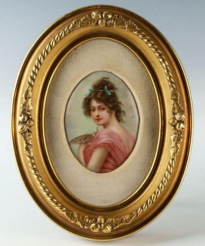 A LATE 19TH CENTURY PAINTED PORCELAIN