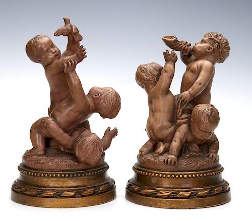 EARLY 20TH C FRENCH TERRA COTTA CUPIDS AFTER FALCONET