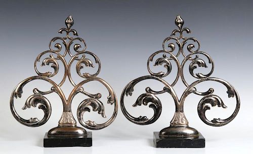 A PAIR 19TH C. FRENCH SILVER PLATED BRONZE ORNAMENTS