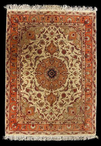 A TABRIZ PATTERN HAND MADE INDO PERSIAN RUG