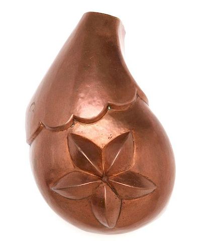 ANTIQUE COPPER FOOD MOLD OF AUBERGINE FORM