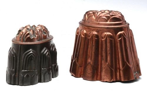 TWO ANTIQUE COPPER FOOD MOLDS