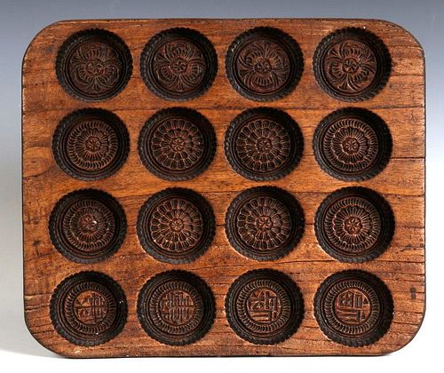 AN ANTIQUE WOODEN SPRINGERLE COOKIE MOLD