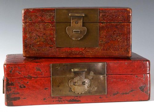 TWO GOOD 18TH/19TH C. CHINESE RED LACQUER BOXES