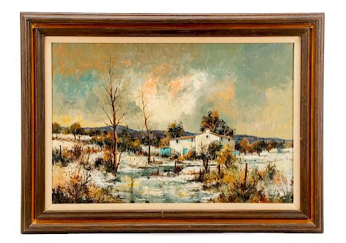 Attr. M. De Gallard, "Winter Landscape", O/C