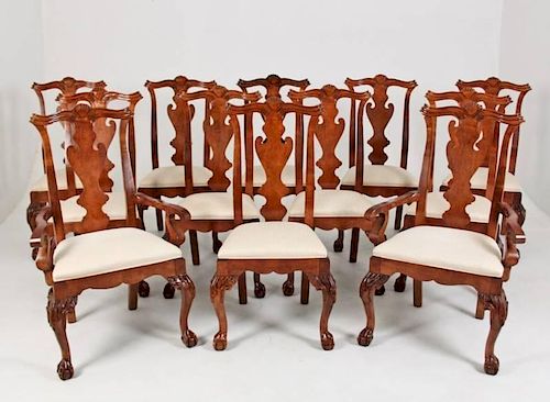 SET OF 12 WALNUT DINING CHAIRS BY CENTURY