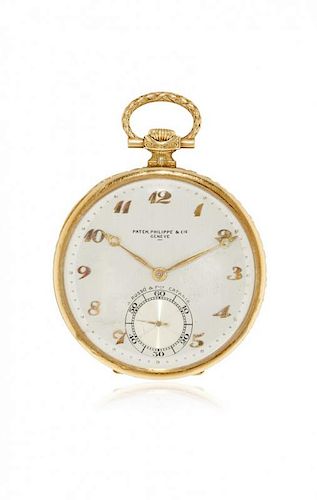 Key-less gold Patek Philippe pocket watch, 1924 circa