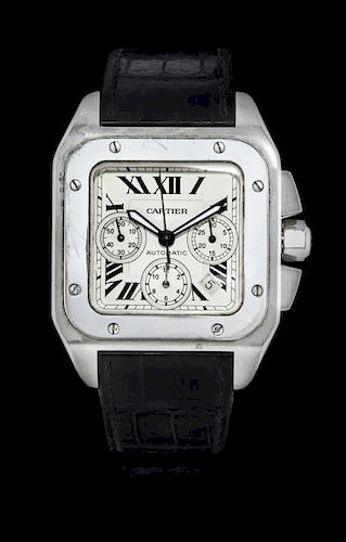 Men's wristwatch cartier santos 100 ref. 2740, chronograph, 2000s