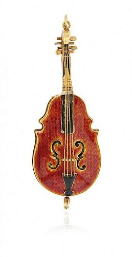Enameled form watch in shape of a cello, 1830 circa