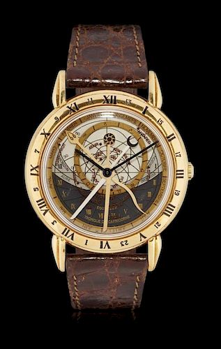 Gold men's wristwatch ulysse nardin "astrolabium galileo galilei" n. 131, ref. 961-22, 90s