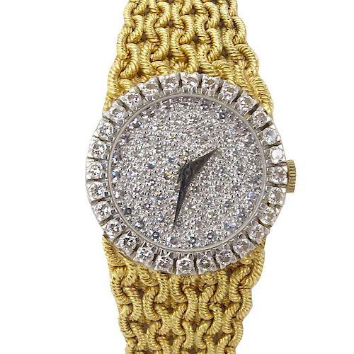 Lady's Vintage Baume & Mercier Genève 18 Karat Yellow Gold Bracelet Watch.