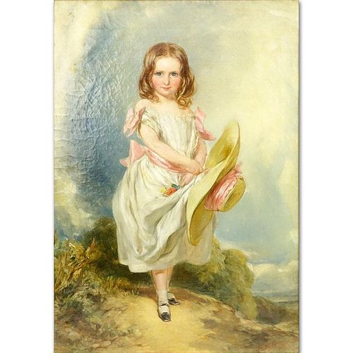 Edward Henry Corbould, British (1815 - 1905) Oil on canvas "Portrait Of A Girl". Monogram and dated 1854 lower right.