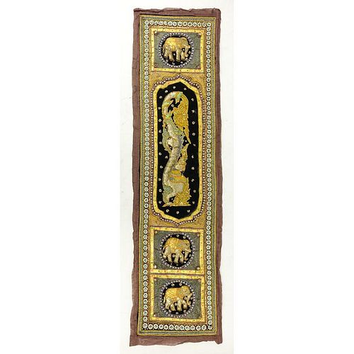 Large Antique Indian Embroidered Textile. Beaded, sequins with gold and silver threading.