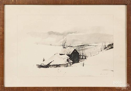 Andrew Wyeth lithograph, titled The Corner, 8 1/2'' x 13 1/4''.
