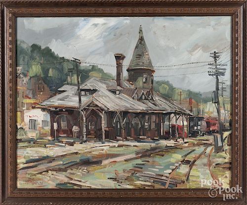 Robert Doney, oil on canvas railroad station