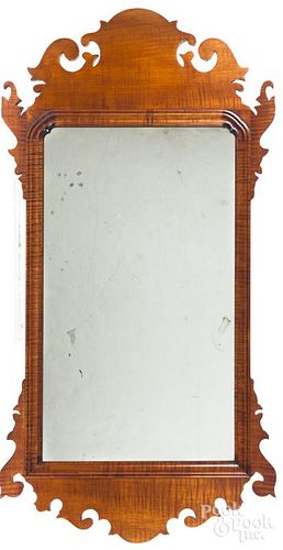 Chippendale style tiger maple mirror