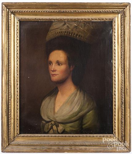 Continental oil on canvas portrait of a woman