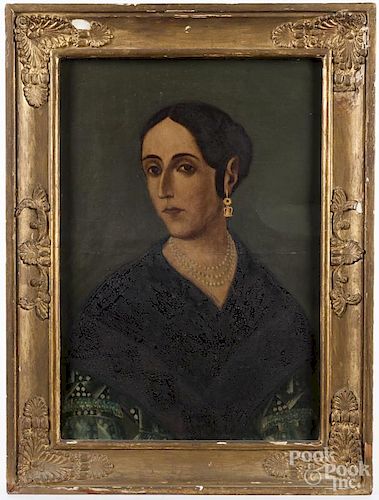 Spanish colonial oil on tin portrait, 19th c.