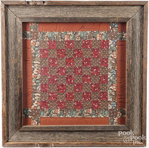 Framed pieced crib quilt, early 20th c.