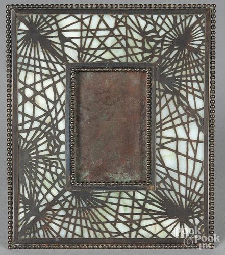 Tiffany Studios bronze and slag glass frame