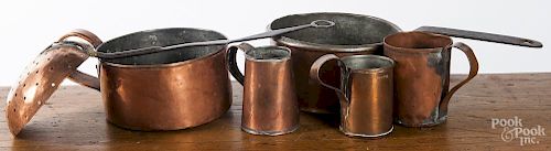 Six pieces of copper cookware