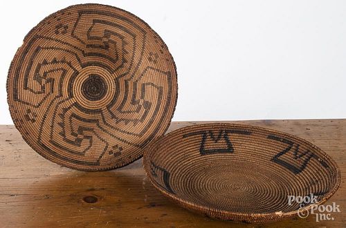 Two Southwest coiled basketry bowls